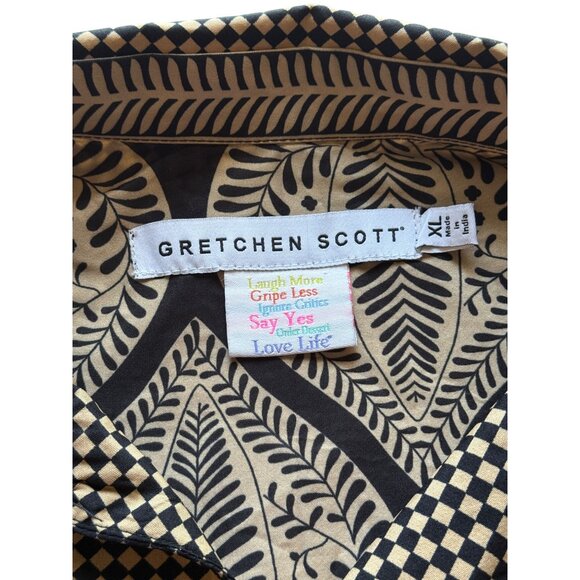 Gretchen Scott Drop Waist Shirt Dress Long-Sleeve Button-Front Checkmate XL - Picture 4 of 7